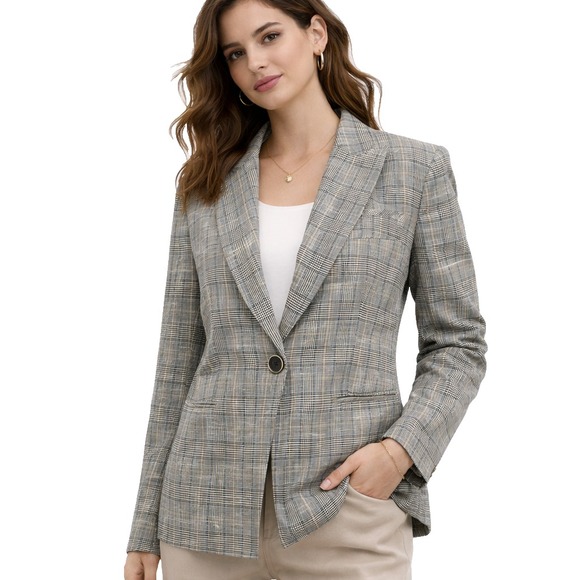 Veronica Beard Women's Gia Dickey Blazer Jacket Blue Plaid Check Sz 8 Preppy‎